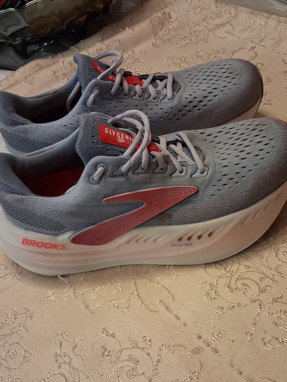 Brooks Women’s Athletic Running Shoes - Light Gray with Coral Highlights